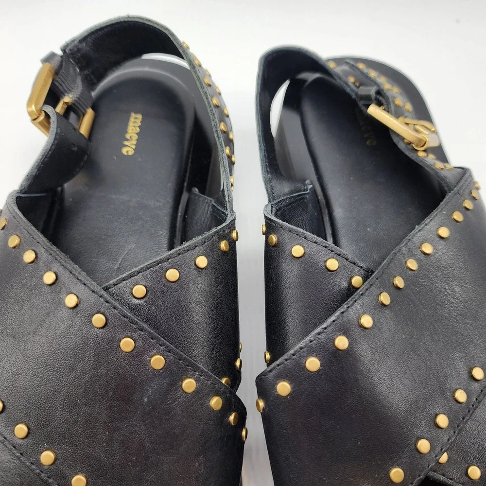 Anthropologie Maeve Chrissy Studded Platform Sandal EU 38 US 7-7.5 Black Leather